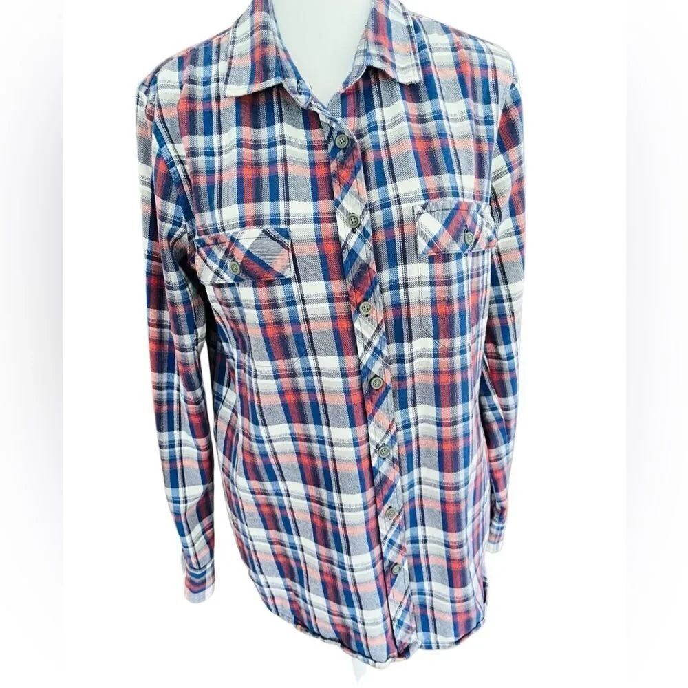 Merrell McKinley Blue Rust Black White Gray Plaid Flannel Size Medium